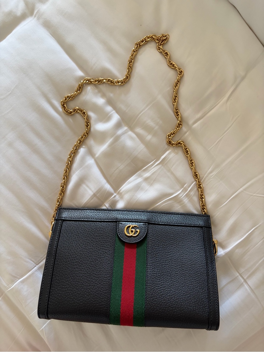 Gucci Ophidia Black Pebbled Leather Shoulder Bag Like New